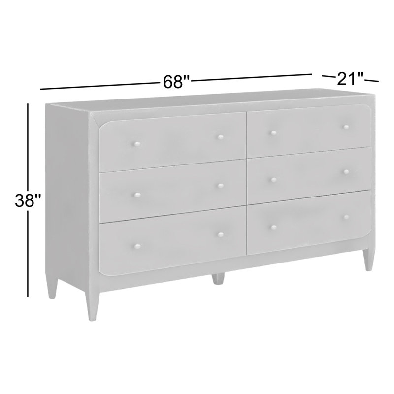 Ciao Bella Six-Drawer Dresser- Speckled Gray, Black