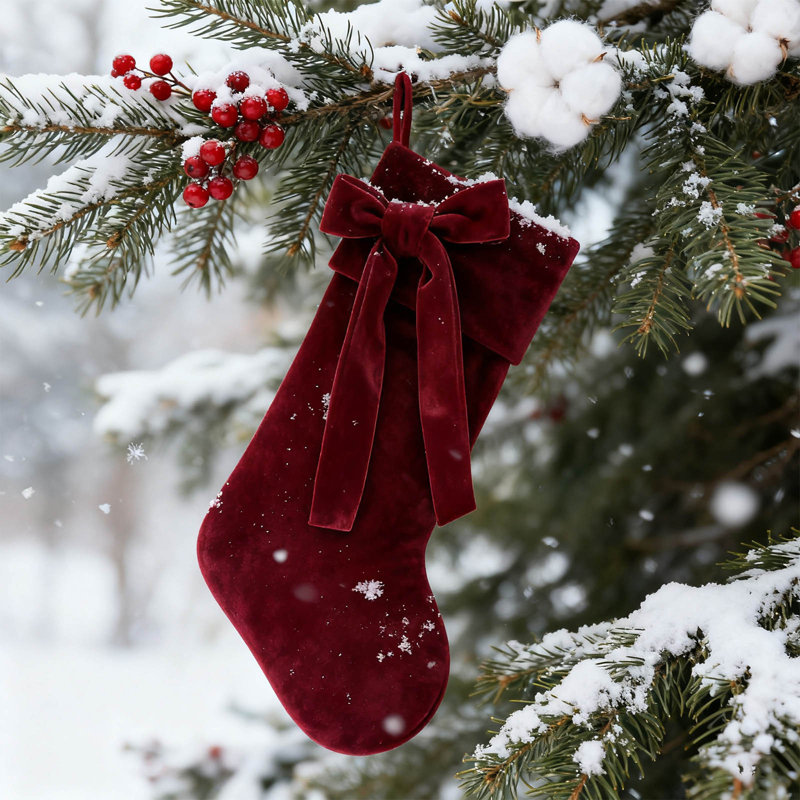 Chaussette de Noël classique en velours, B