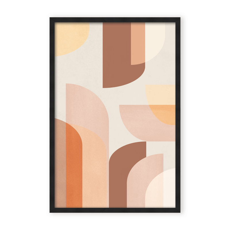 Abstract Retro Geometric by  - Picture Frame Graphic Art on Paper, 24" H x 16" W x 1.125" D, Brown, Framed Matted Print