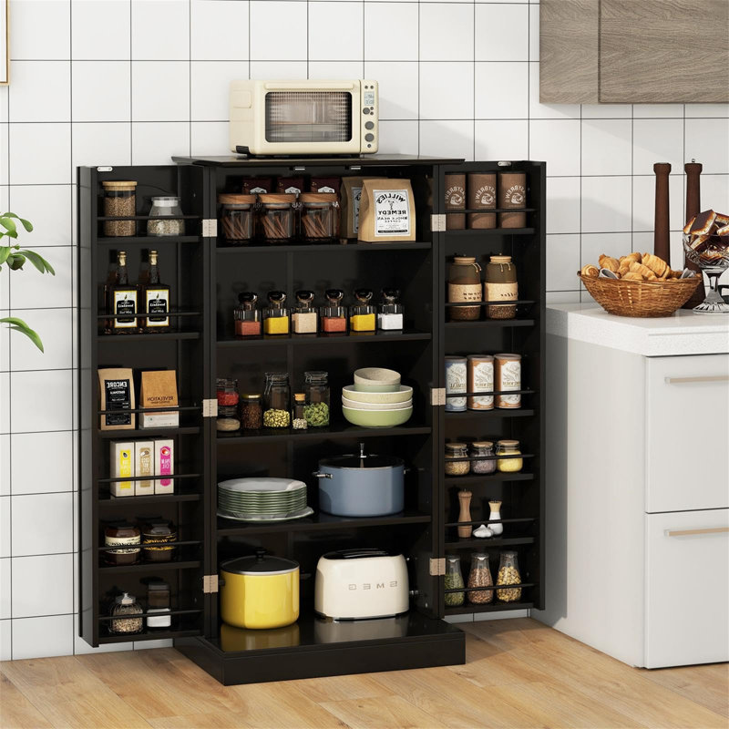 120cm Kitchen Pantry, Black