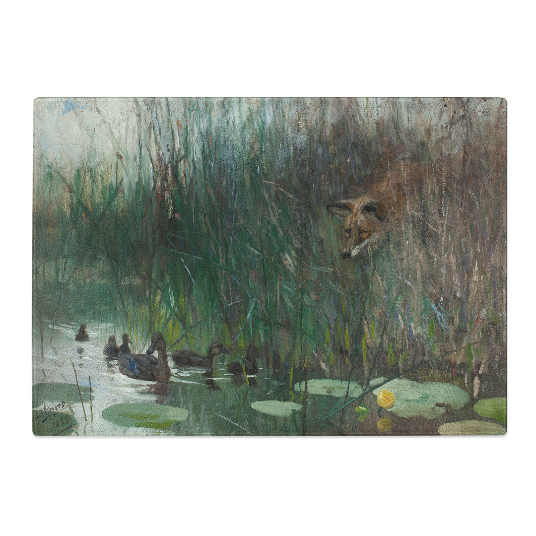 Fox Stalking Ducks by Bruno Liljefors Chopping Board
