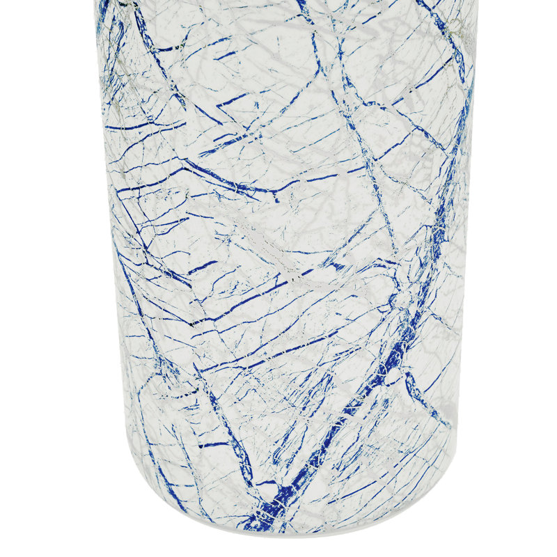 24" Blue and Silver Abstract Porcelain Umbrella Stand