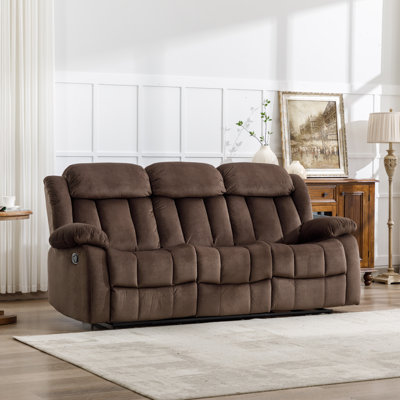 Oxier 84" W Manual Reclining Microsuede Sofa