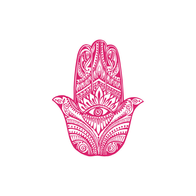 Décalcomanie murale yeux à main hamsa Eli, Rose vif