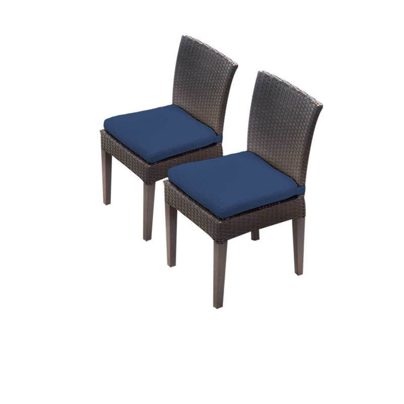 Anastase Wicker Outdoor Dining Side Chair, Navy Performance