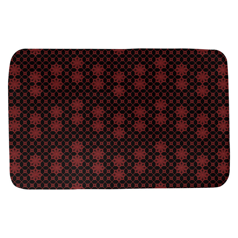 Tapis de bain en treillis Leffel, l 17 po x L 24 po, Rouge / Noir