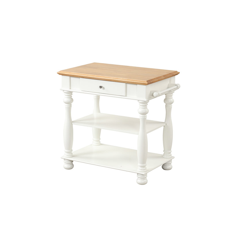 Maney Solid Wood Top Kitchen Island, White
