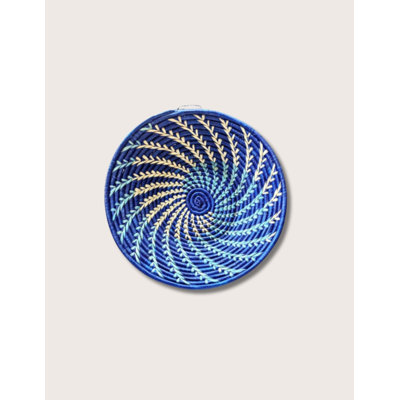 Medium Blue Handwoven Ugandan Decorative Basket