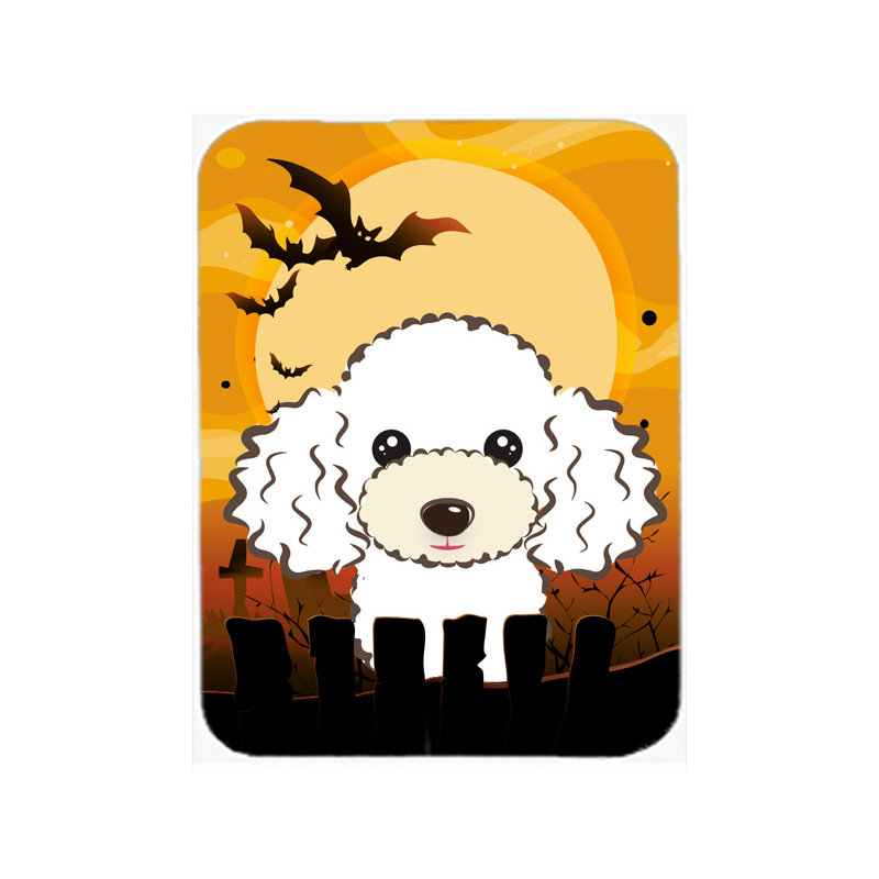 Eila Poodle Glass Cutting Board, White