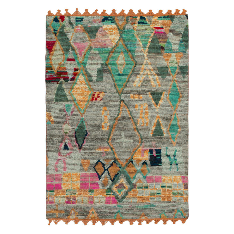 Moroccan Hand Knotted Area Rug, Rectangle 8' x 10'