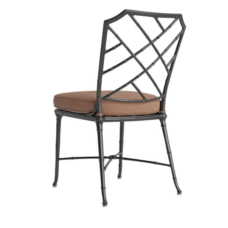 Calcutta Outdoor Dining Side Chair, Fusion Clay, Textured Pewter, Brown