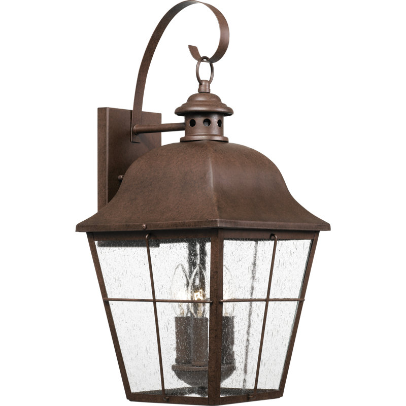 Lanterne murale d'extérieur en verre 27 "H 27,25" Kratos, Bronze cuivré, H 27,25 po x l 12 po x P 12,75 po