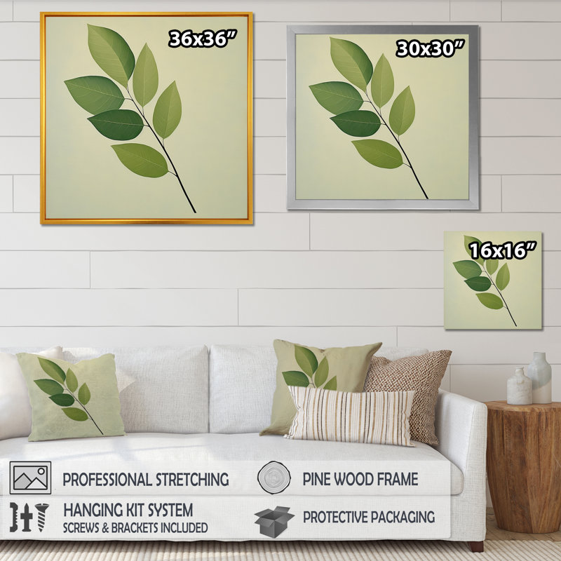 Simplicité dans les feuilles de sauge I, Toile tendue, H 30 po x l 30 po x P 1 po