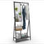 Portemanteau avec miroir, portemanteau multifonctionnel avec rangement pour chaussures, structure en aluminium, pour salon, chambre à coucher, 73 x 32 x 15 pouces, style industriel, brun rustique et noir
