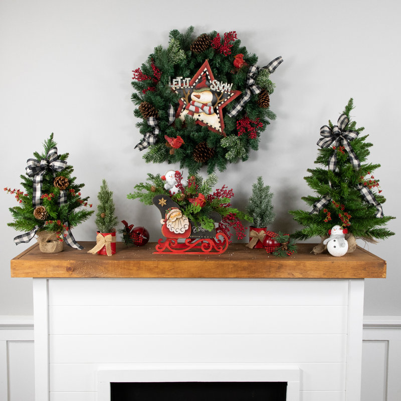 Lush Eden Pine 26" Artificial Christmas Wreath with Ribbon Accents