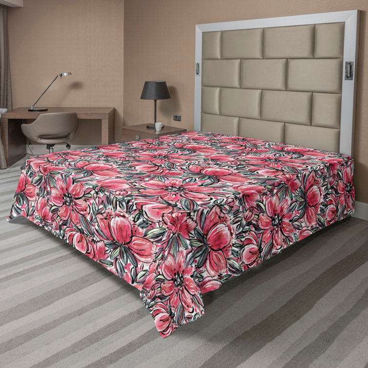 Ambesonne, drap plat floral pivoines, art botanique printanier