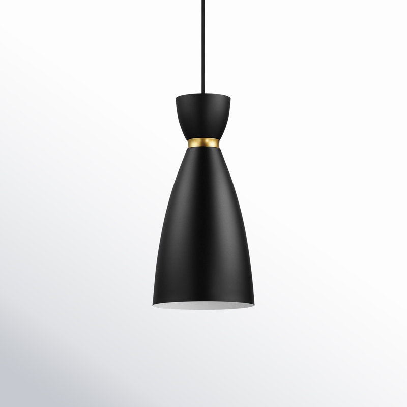 1 - Light Cone Pendant, Satin Brass/Black