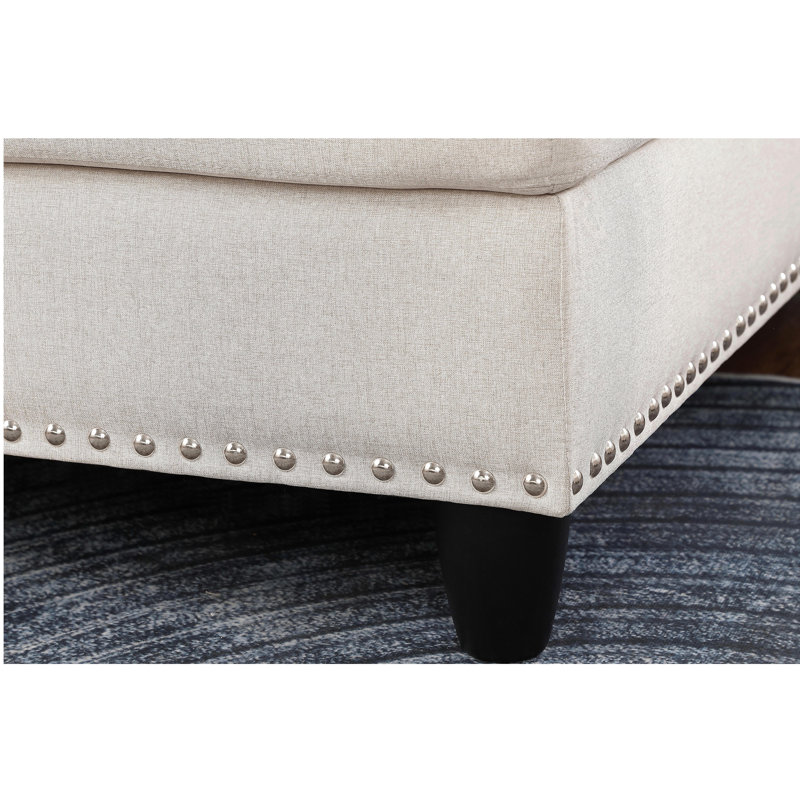 Canapé avec méridienne avec repose-pieds de 98 po Alg, Beige