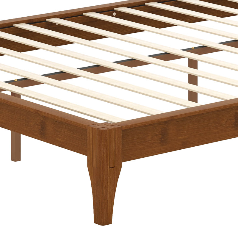 Razzak Solid Dry Bamboo Wood Platform Bed Frame, with Wood Slat Support, No Box Spring Needed, Easy Assembly, Full