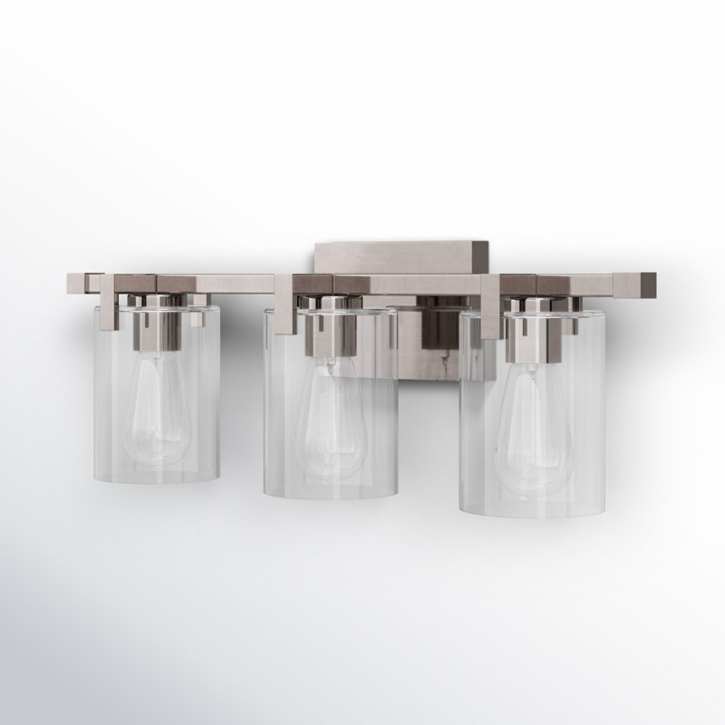 Nester 24 in. 3-Light Modern Dimmable Vanity Light with Clear Glass Shade, Brushed Nickel