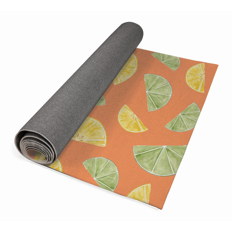 Summer Limes & Lemons Outdoor Rug, Runner 2'6" x 8'