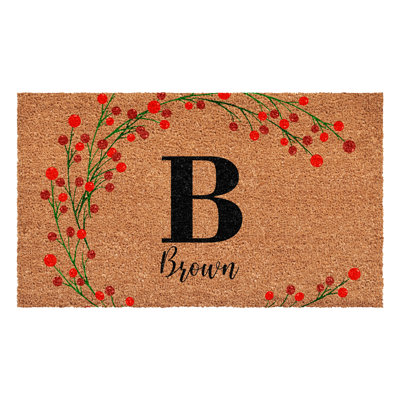 Paillasson personnalisé avec baies de Noël, lettre B