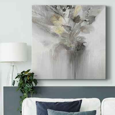 Faded Grey Floral III-Gallery Wrapped Canvas