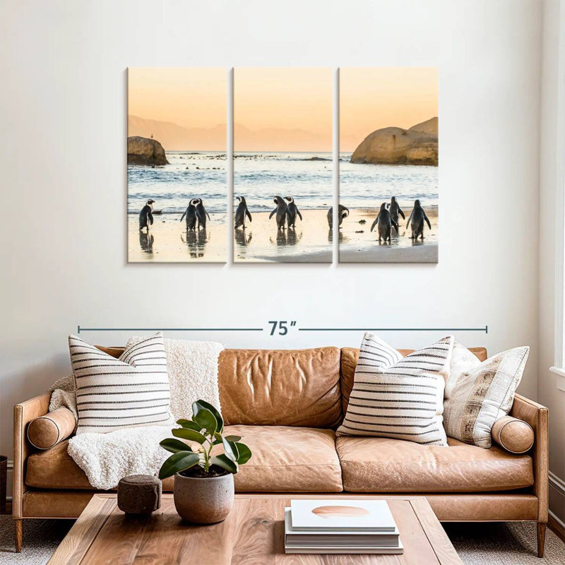 Brampt Penguins On The Shore, 36" H x 57" W