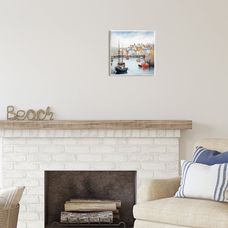 Ba-084-Framed " Waterfront Town Marina " by Ray Powers