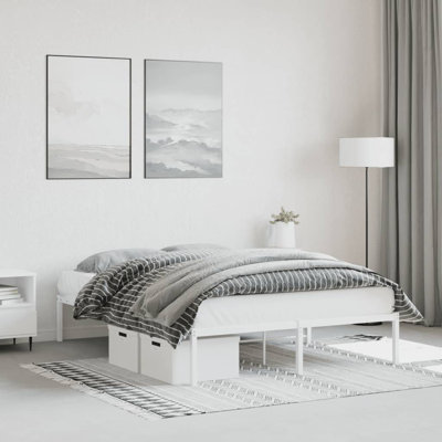 Metal Bed Frame Without Mattress White 47.2"X78.7"