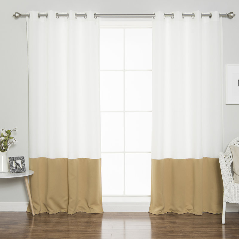 Paire de rideaux semi-transparents avec œillets Hoysted, Blanc / Blé, L 52 po x L 84 po