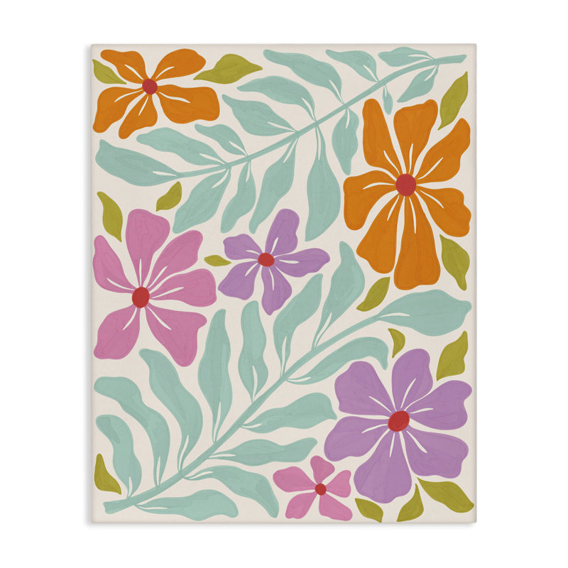 Art floral sur toile à motif floral floral par Aralma, H 20 po x l 16 po