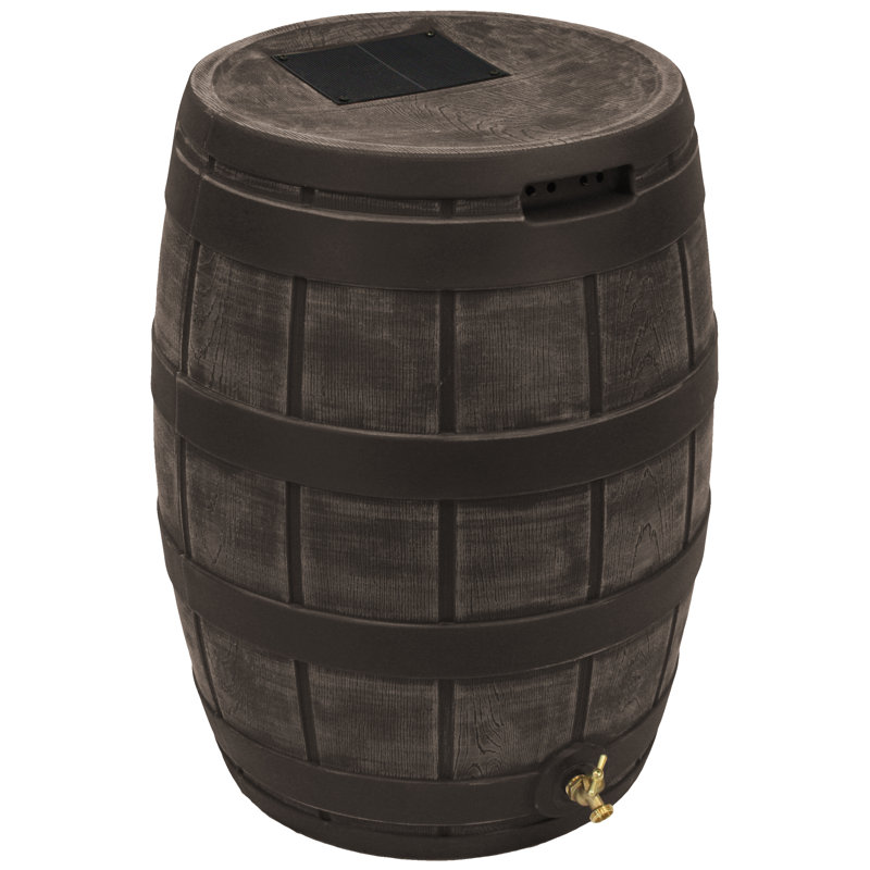 Oak 50-Gallon Plastic Rain Barrel with Brass Spigot