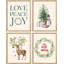 Couronne de Noël, cerf, bonhomme de neige, décor encadré sur papier, impression de 4 pièces-97770350-97770355