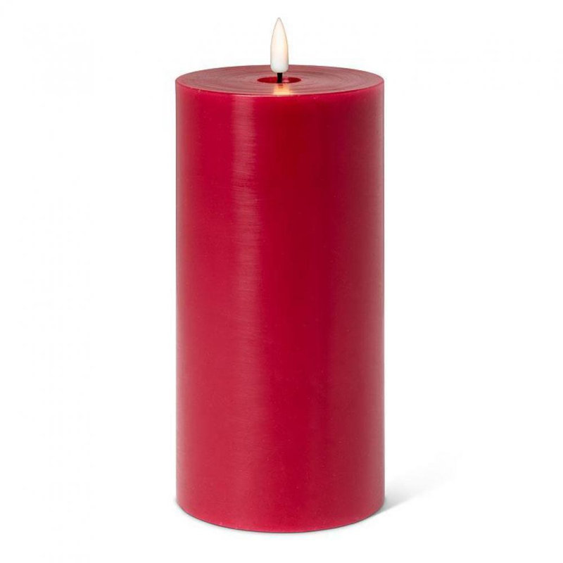 Bougie sans flamme et sans parfum, Rouge, H 8 po x l 4 po x P 4 po