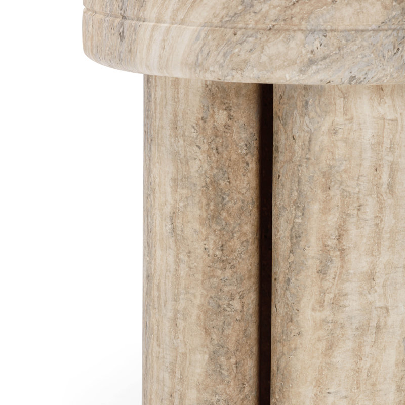 Sheila Textured Concrete Side Table, Travertine, Travertine