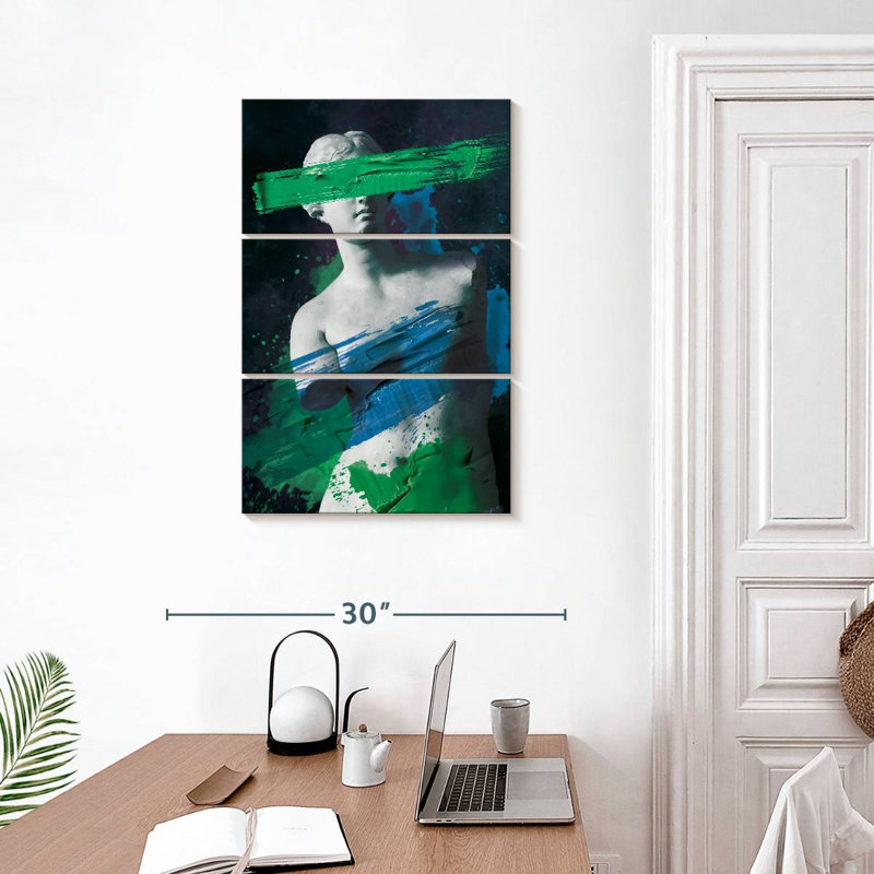 Leisha Venus De Milo, bleu, vert, peinture, portrait