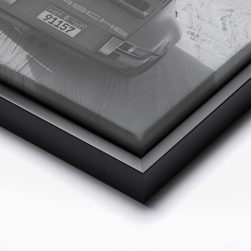 Voiture dans le désert, Cadre noir, Canevas, H 08 po x l 10 po