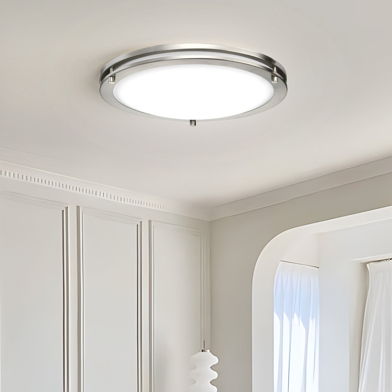 Plafonnier encastré 2 lumières DEL Severa, Nickel brossé