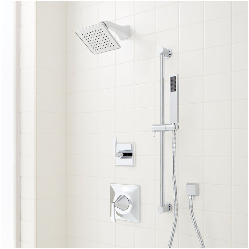 Vilamonte Pressure Balance Shower System with Slide Bar and Hand Shower - Chrome, Chrome