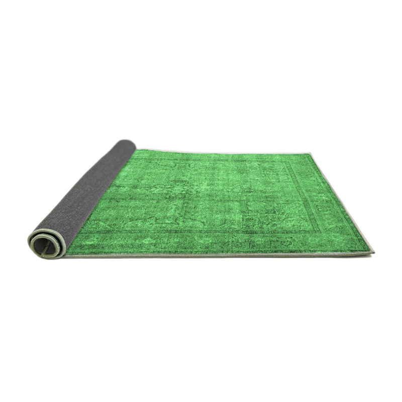 Tapis oriental en laine / polyester tissé à la machine en vert / gris, Carré 6 pi