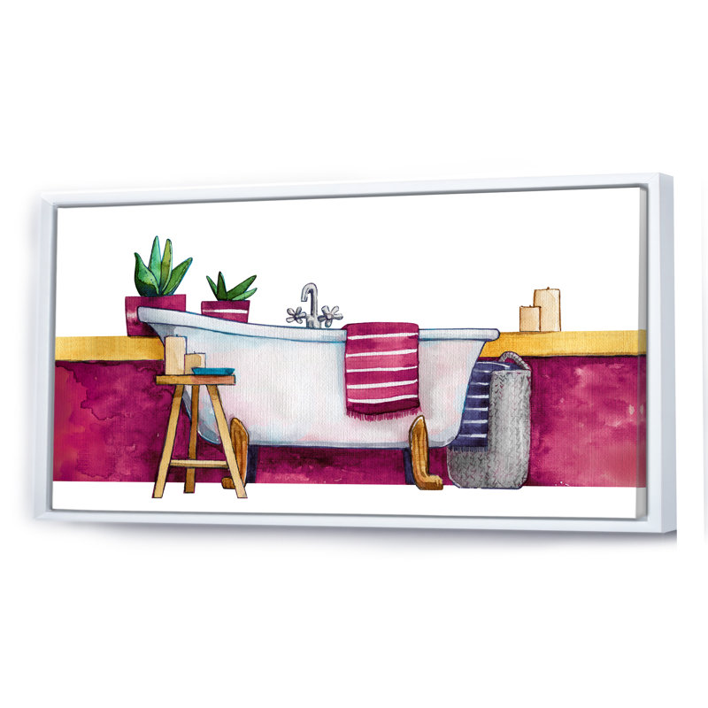 «Natural Bathroom Decor III», peinture sur toile, H 12 po x l 20 po x P 1 po, Cadre blanc