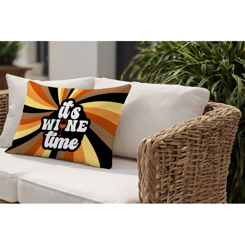 Davey Outdoor Reversible Throw Pillow, 14"H x 20"W, Orange/Black