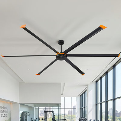 120" Industrial Extra Large Aluminum Blades HVLS Commercial Ceiling Fan with Remote Control, 6-Speed Reversible DC Motor Ceiling Fan without Light for Warehouse/Garage/Shop/Gym