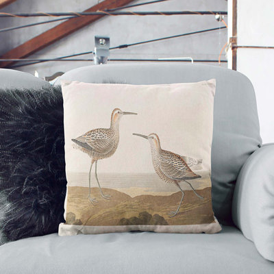 Sandpiper Birds by John James Audubon Cushion with Filling