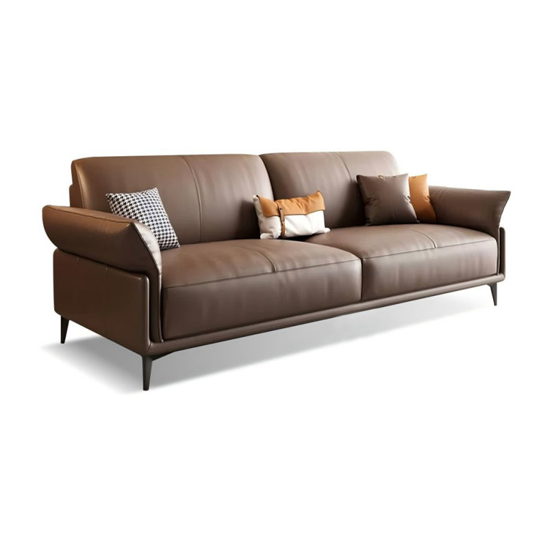 Genuine Leather Modular Sofa cushion couch, 33.46" H x 82.68" W x 34.25" D, Coffee