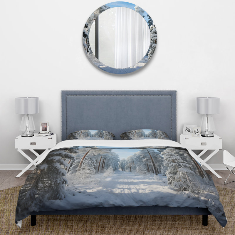 Ensemble de housse de couette en microfibre / polyester Winter Snowy Evergreen III Bedding