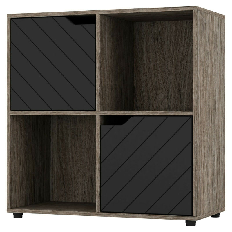 Bernj 61cm H x 60cm W Cube Bookcase, Oak/Black