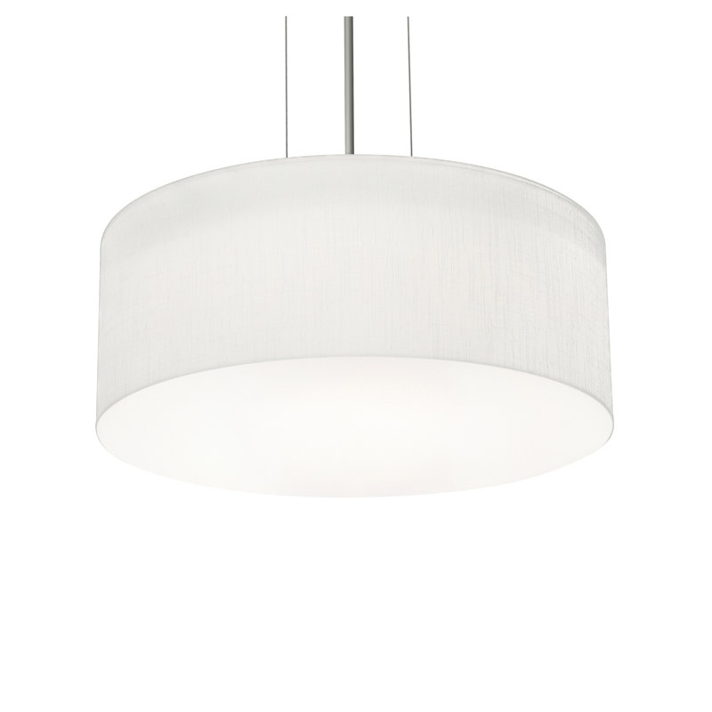 Luminaire suspendu tambour 2 lumières Kley, Blanc lin