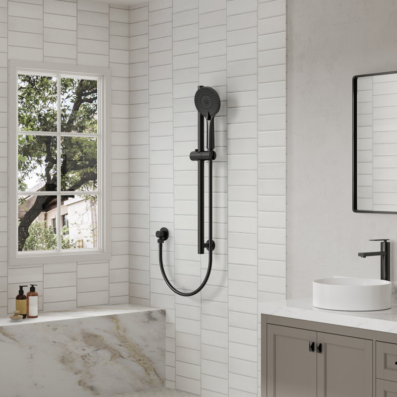 3-Spray Hand Shower with 26-Inch Slide Bar and 59-Inch Hose, Matte Black